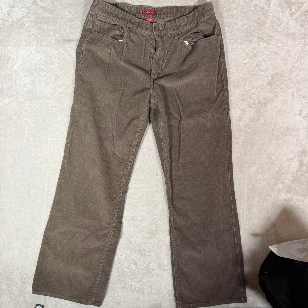 Merona Mens Brown Corduroy Cotton Pants Straight Leg Khaki 34x30